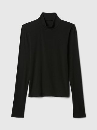 Modern Rib Cropped Mockneck Shirt