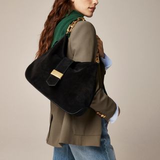 J. Crew, Berkeley Chainlink Shoulder Bag in Suede