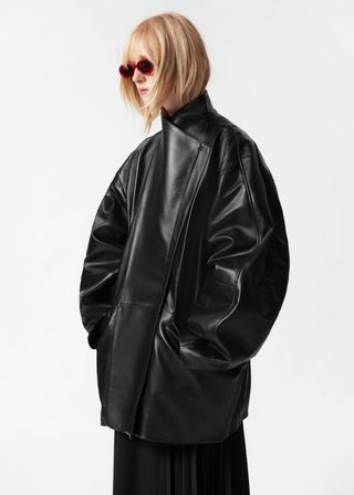 Oversized Cocoon Leather Jacket