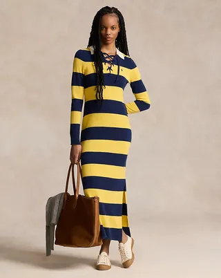 Striped Cashmere Rugby Sweater Dress