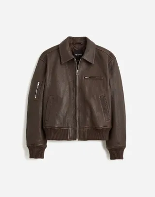 Madewell, Relaxed Leather Bomber Jacket