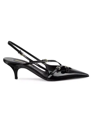 55mm Patent Leather Multi-Buckle Slingbacks