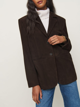 Reformation Veda Leon Oversized Suede Blazer