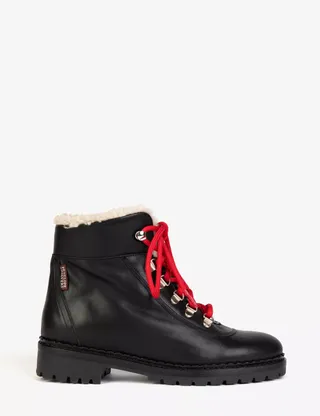 Cortina Leather Shearling Boot - Black/black