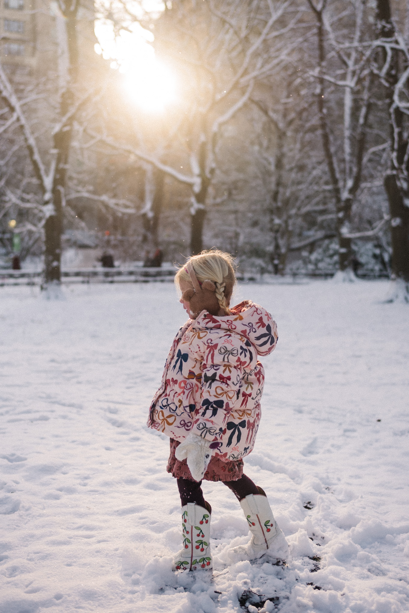 pink embroidered winter coat