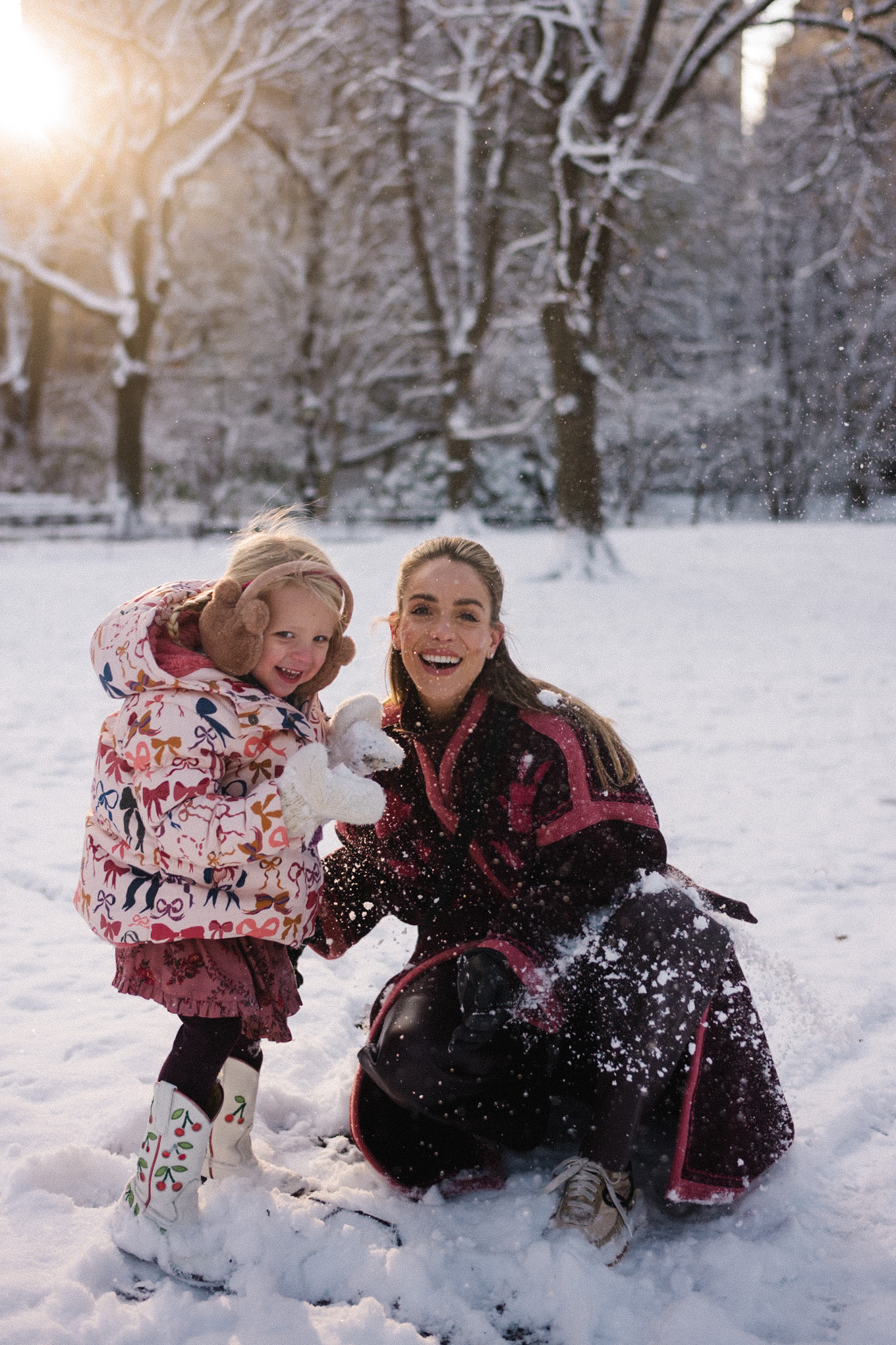 pink embroidered winter coat