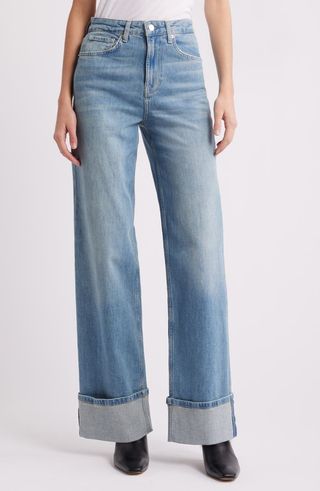 Getty High Waist Cuffed Wide Leg Jeans