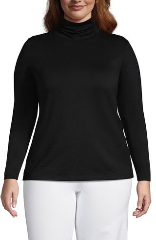 Plus Size Lightweight Jersey Skimming Long Sleeve Turtleneck