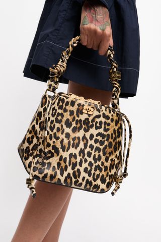 Leopard Ganni Bou Bucket Bag