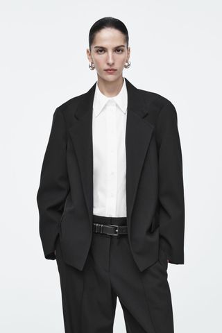 Oversized Exaggerated-Shoulder Blazer