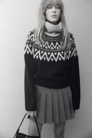 Jacquard-Knit Polo-Neck Jumper