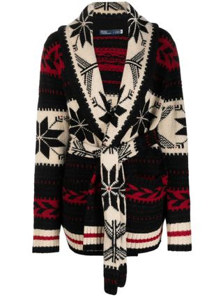 Patterned Intarsia-Knit Cardigan