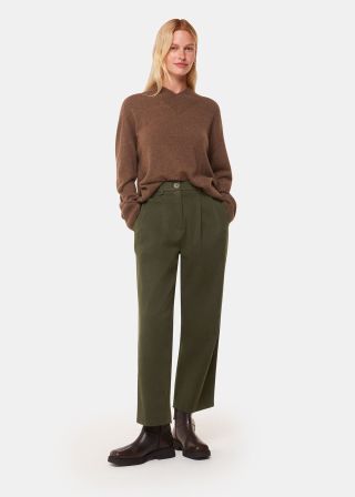 Khaki Bethany Barrel Leg Trouser