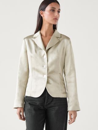 massimo dutti, Fitted Satin Blazer