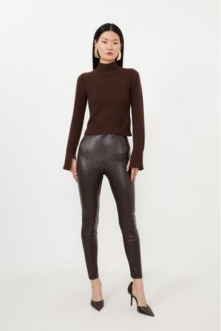 Petite Faux Leather and Ponte Leggings