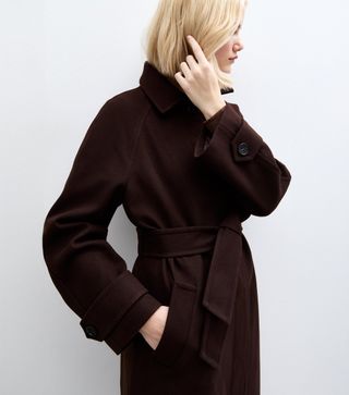 Brown Longline Belted Trench Coat