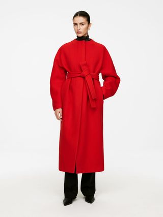 Wool-Blend Belted Coat