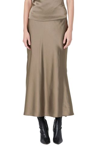 Bias Cut Satin Maxi Skirt