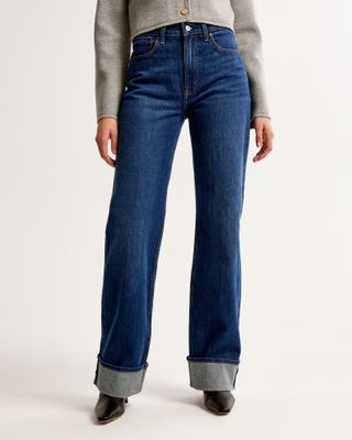 Abercrombie & Fitch, High Rise 90s Relaxed Jeans in Dark with Cuff