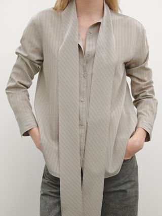 Striped Shirt With Tie Detail