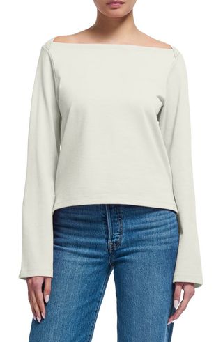 Bryce Long Sleeve Boat Neck Cotton T-Shirt