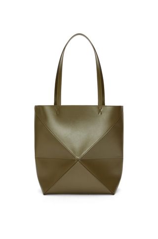 Medium Puzzle Fold Tote in Shiny Calfskin