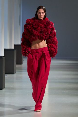 Dark red on the runway