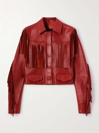 Cropped Fringed Leather Jacket