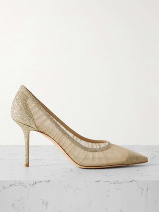 Love 85 Gathered Glittered Tulle Pumps