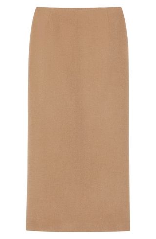 Camel Hair Midi Pencil Skirt