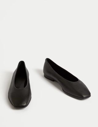 Leather Square Toe Ballet Pumps