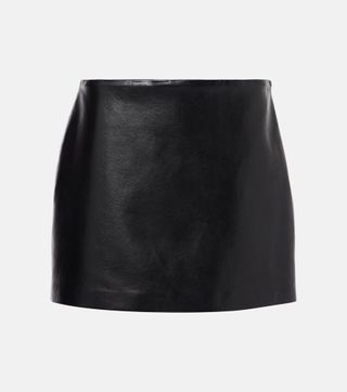 Agda Leather-Trimmed Miniskirt