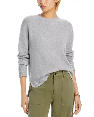 AQUA, Drop Shoulder High Low Crewneck Sweater