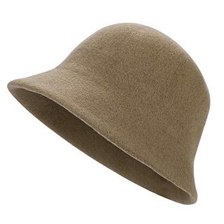 Winter Wool Bucket Hat Fisherman Cap Winter Warm Wool Vintage Felt Cloche Hat Fisherman Hats Winter Fedora Bucket Hat Bowler Hat Winter Windproof Cap Top Hat for Women Men Solid Color Style Brown