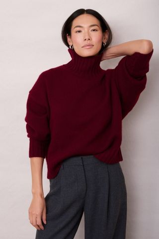 Liana Chunky Funnel Neck Jumper - Plum