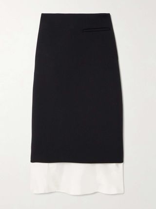 Silk-Trimmed Wool-Blend Midi Skirt