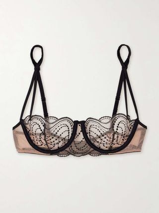 Ondule Silk-Blend Trimmed Embroidered Tulle Balconette Bra