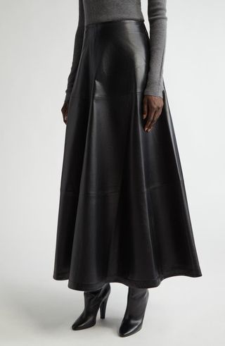 Varda Lambskin A-Line Midi Skirt