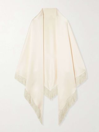 Fringed Satin-Crepe Wrap