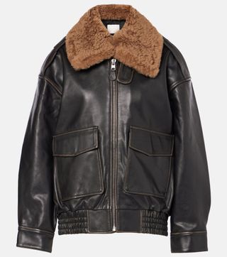 Santiago Shearling-Trimmed Leather Jacket