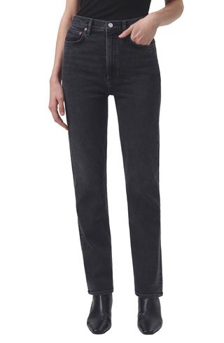 High Waist Stovepipe Jeans