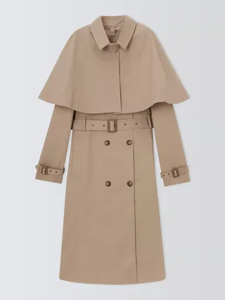 John Lewis Cape Trench Coat, Natural