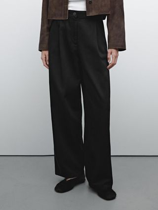 Massimo Dutti, Flowing Cotton Blend Trousers