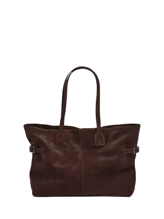 Flattered Lesley Suede Tote Bag, Chocolate