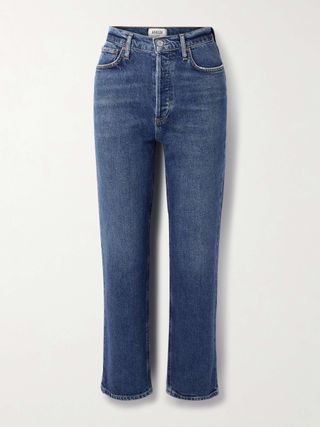 '90s Pinch Waist Cropped High-Rise Straight-Leg Jeans