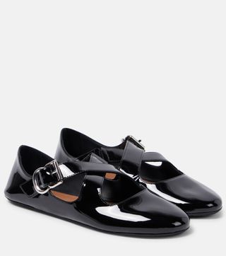 Criss Cross Patent Leather Ballet Flats