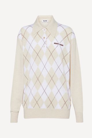 Miu Miu, Argyle Cashmere Polo Shirt