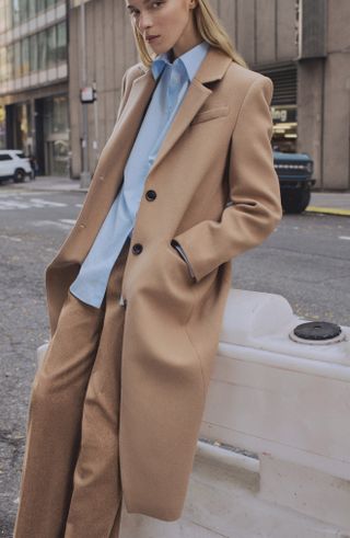 MANGO, Tailored Wool Blend Coat