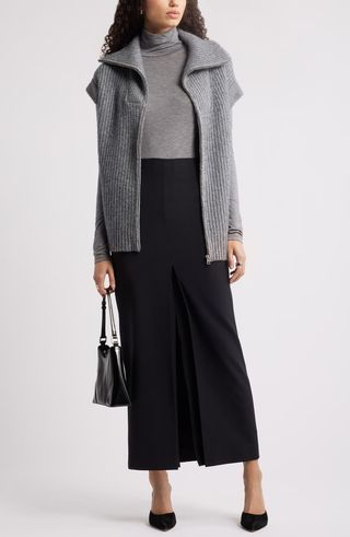 Wool Blend Maxi Pencil Skirt