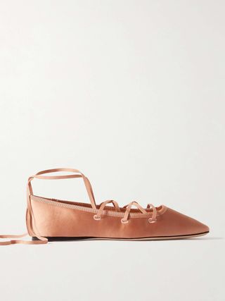 Louisa Lace-Up Satin Ballet Flats